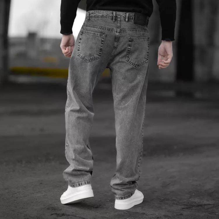 شلوار جین مردانه نیم بگ خاکستری کد 28444