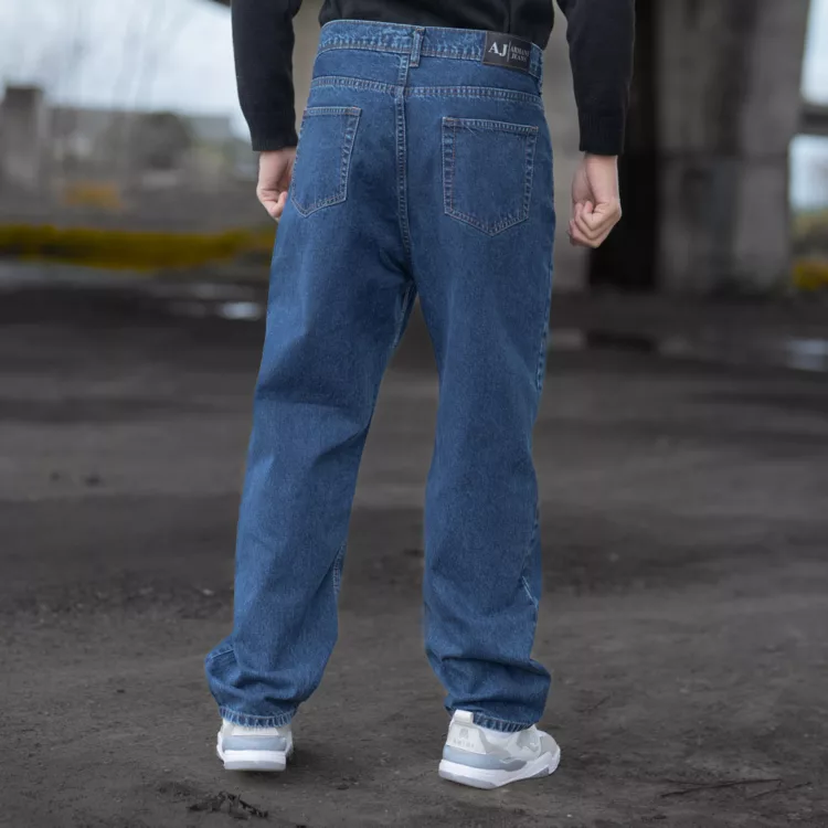 شلوار جین مردانه نیم بگ آبی تیره کد 28435