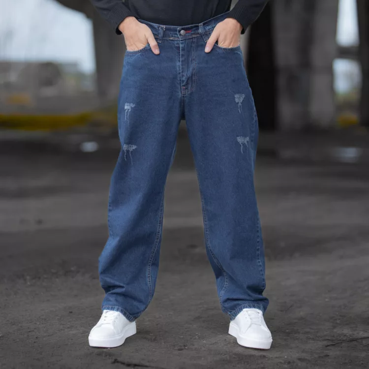 شلوار جین مردانه بگ آبی تیره کد 28445