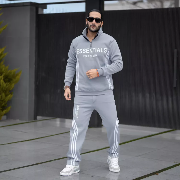 ست تیشرت و شلوار مردانه نیم زیپ کد 28454