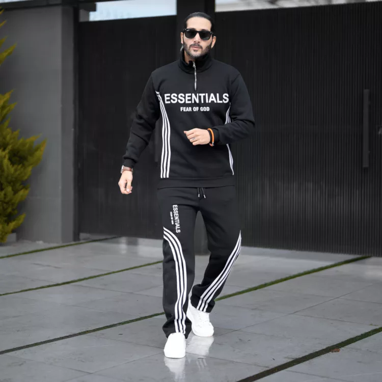 ست تیشرت نیم زیپ و شلوار مردانه  کد 28454