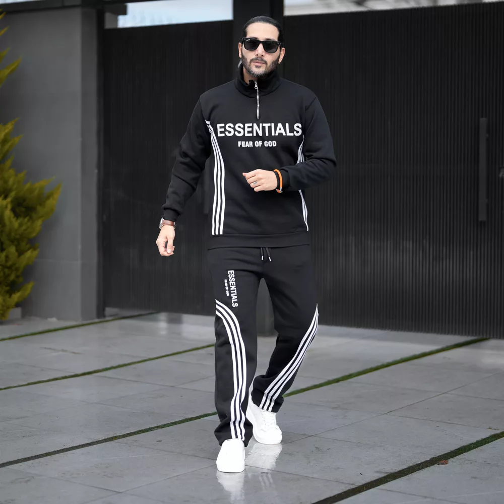 ست تیشرت و شلوار مردانه نیم زیپ کد 28454