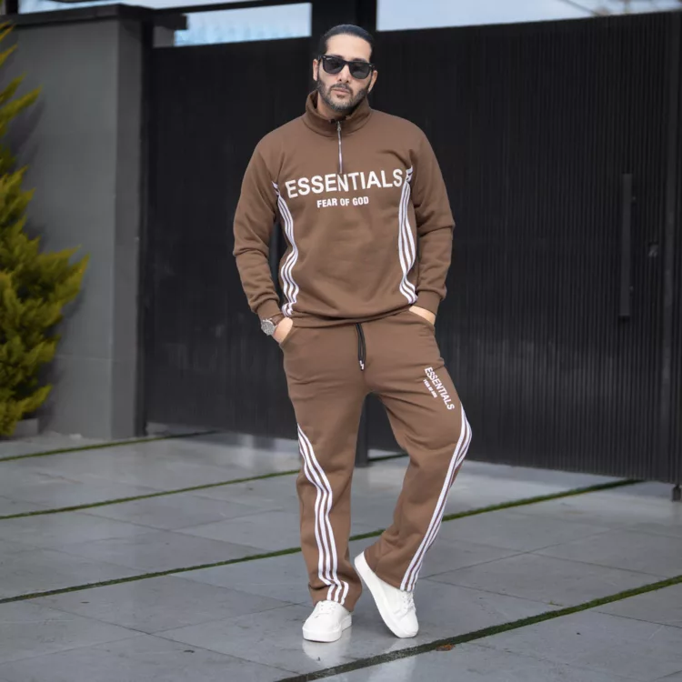 ست تیشرت و شلوار مردانه نیم زیپ کد 28454