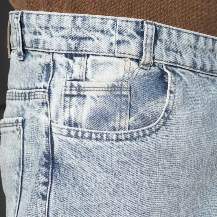 شلوار جین مردانه بگ آبی یخی کد 28467