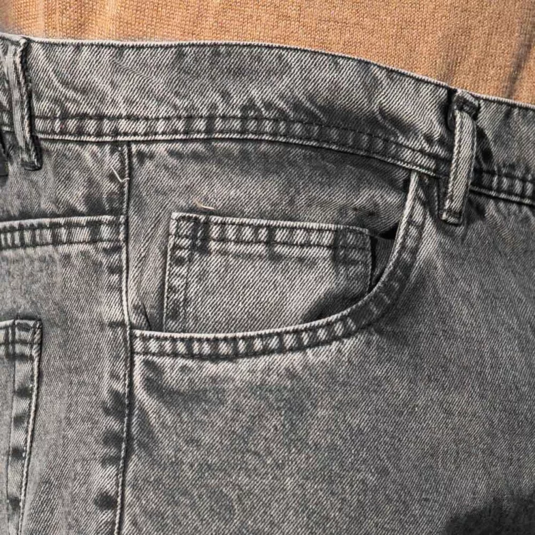 شلوار جین مردانه نیم بگ خاکستری کد 28443