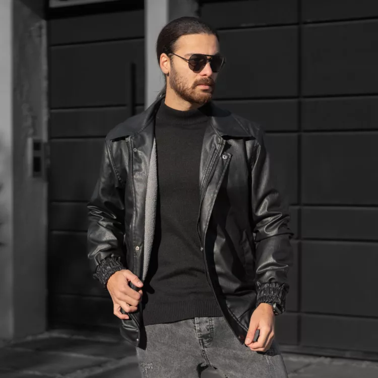 کاپشن چرم مردانه کد 28461