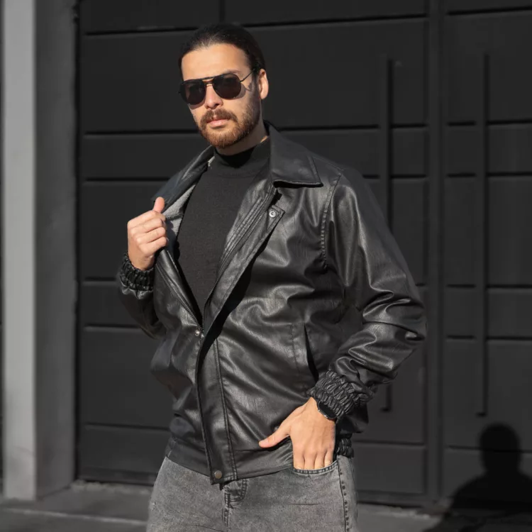 کاپشن چرم مردانه کد 28461