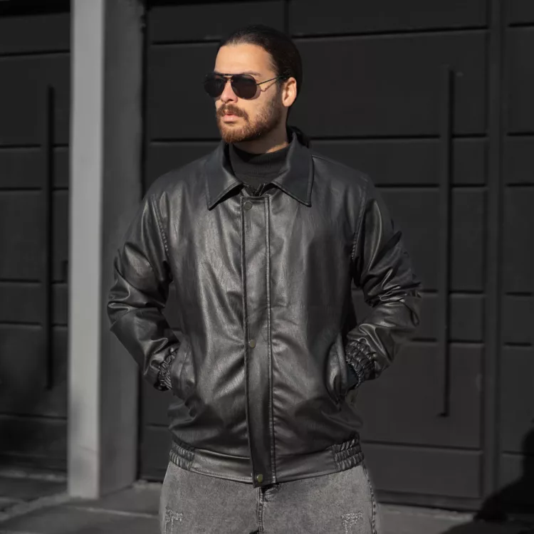 کاپشن چرم مردانه کد 28461