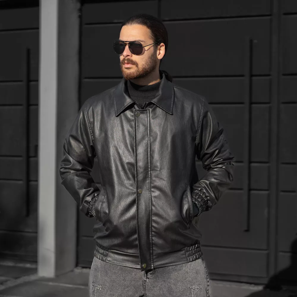 کاپشن چرم مردانه کد 28461