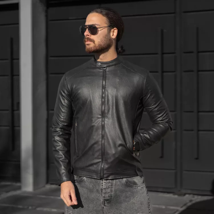 کاپشن چرم مردانه کد 28468