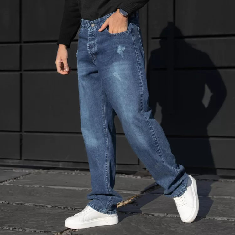 شلوار جین مردانه بگ آبی کد 28470