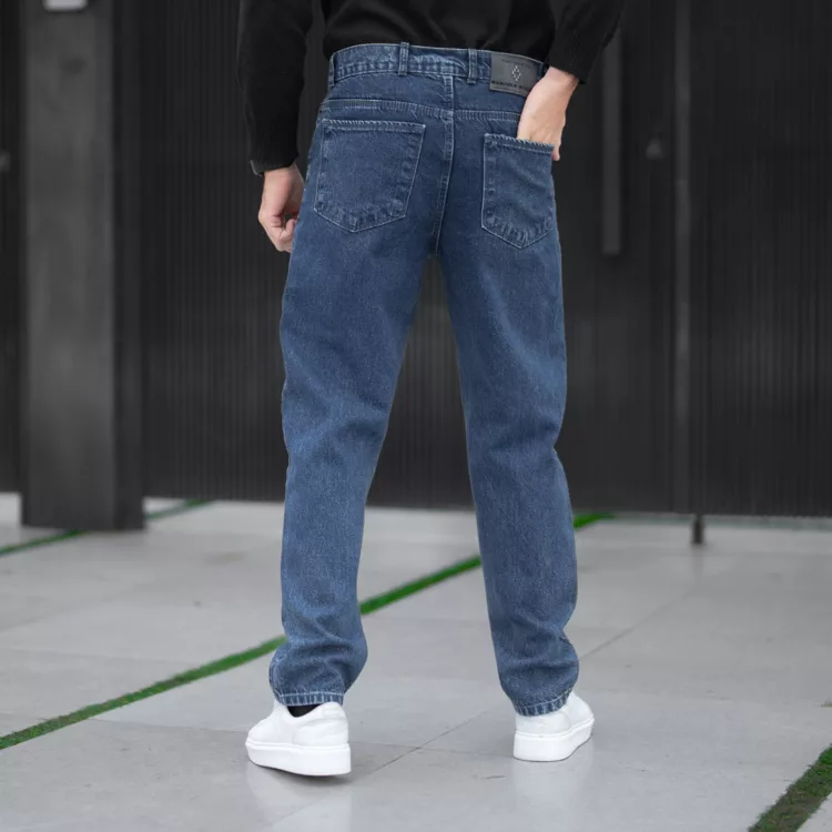 شلوار جین مردانه مام آبی تیره کد 28345