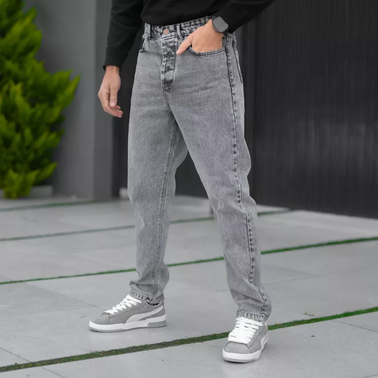 شلوار جین مردانه مام طوسی کد 28485