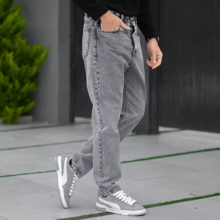 شلوار جین مردانه مام طوسی کد 28485