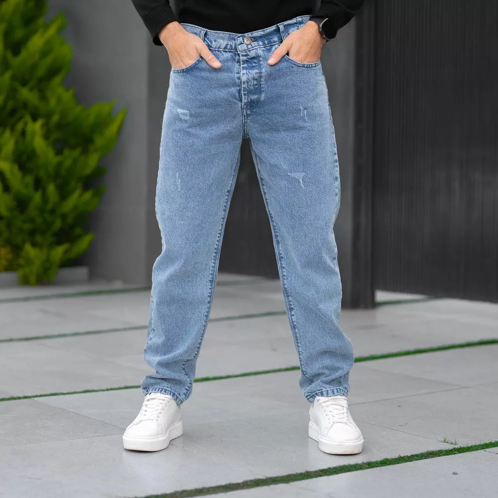 شلوار جین مردانه مام آبی کد 28472