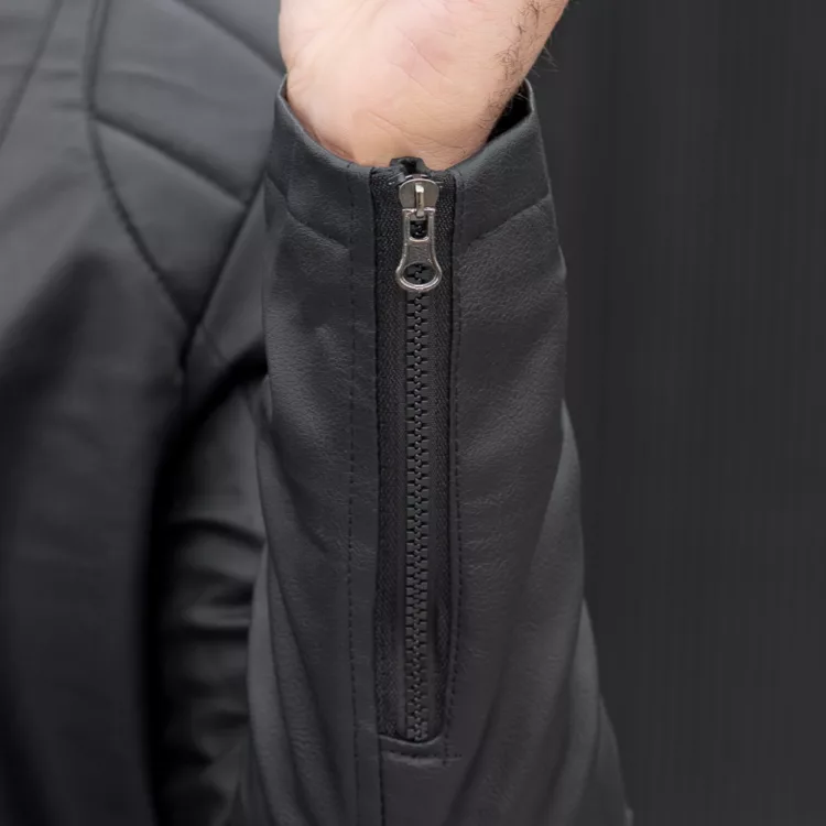 کاپشن چرم مردانه زیپ کج کد 28469