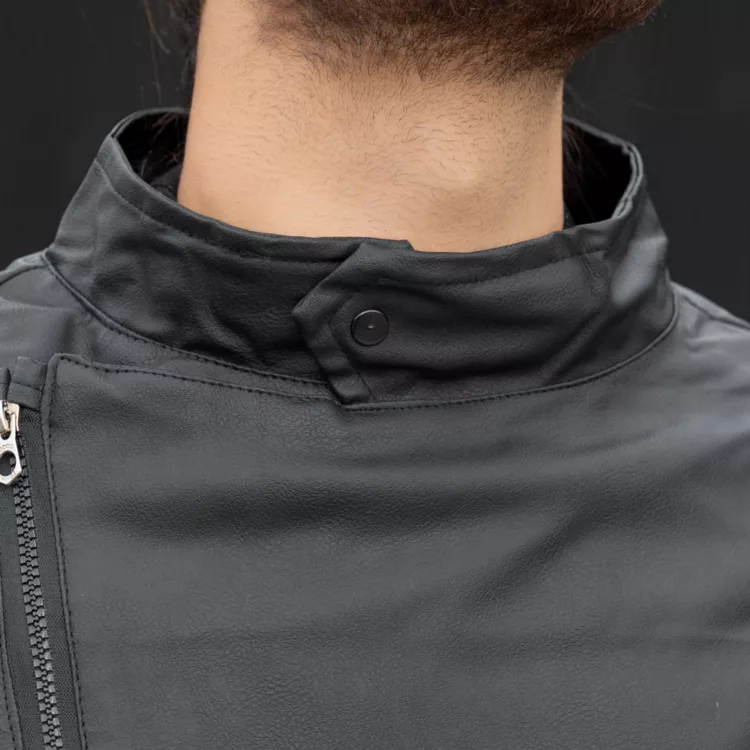 کاپشن چرم مردانه زیپ کج کد 28469