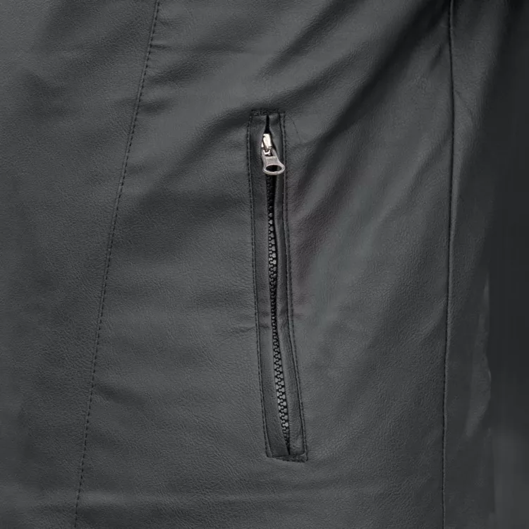 کاپشن چرم مردانه زیپ کج کد 28469