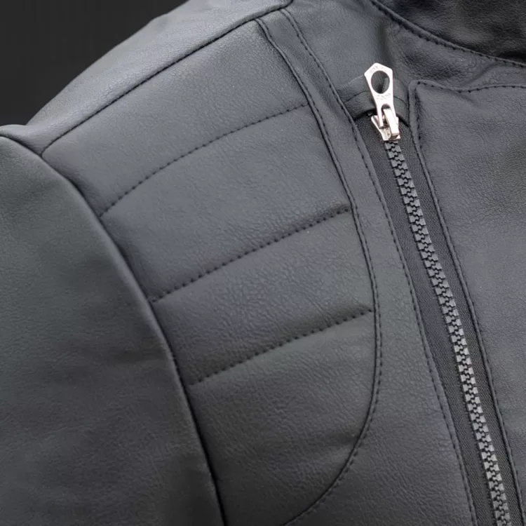 کاپشن چرم مردانه زیپ کج کد 28469