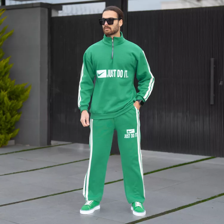 ست تیشرت و شلوار مردانه نیم زیپ نایک کد 28138