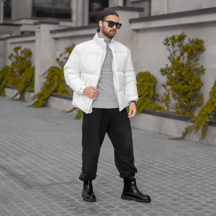 کاپشن باکسی مردانه سفید کد 28272