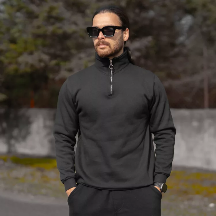 تیشرت دورس نیم زیپ مردانه کد 28532