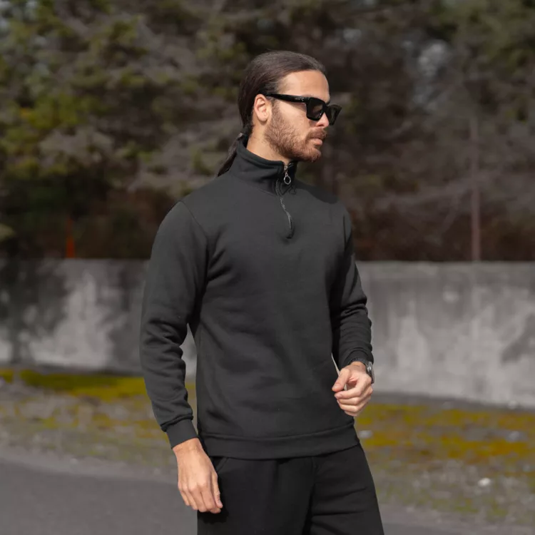 تیشرت دورس نیم زیپ مردانه کد 28532