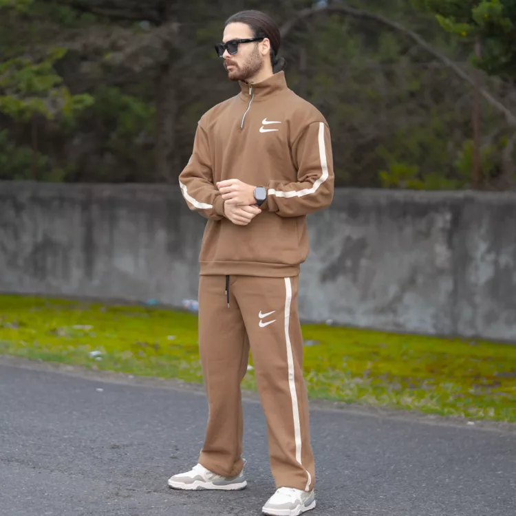 ست تیشرت نیم زیپ و شلوار مردانه نایک کد 28540