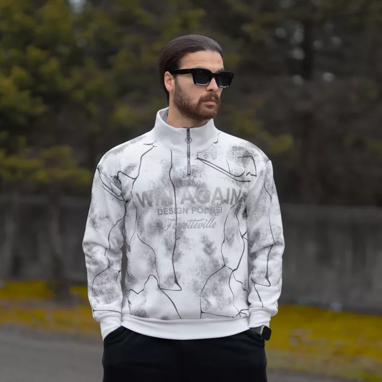 تیشرت دورس نیم زیپ مردانه کد 28544