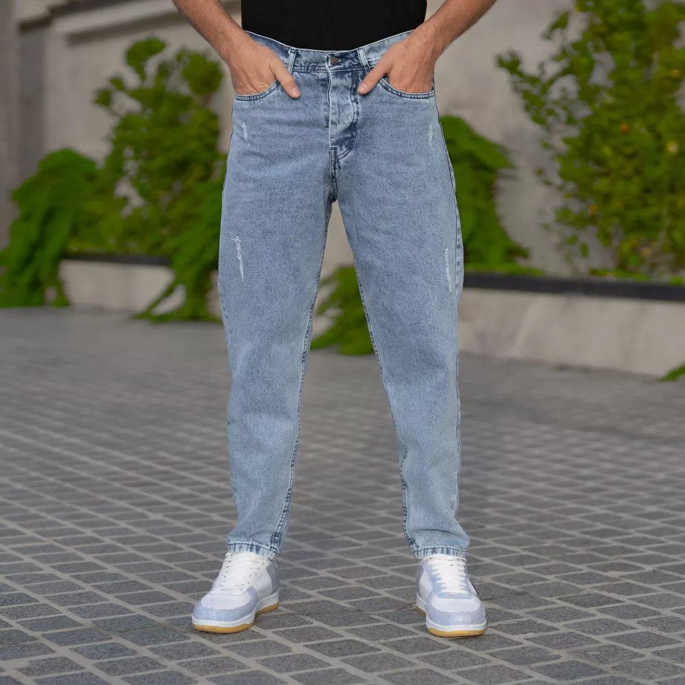 شلوار جین مردانه مام آبی روشن کد 28558
