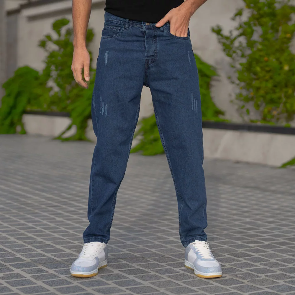 شلوار جین مردانه مام آبی تیره کد 28553