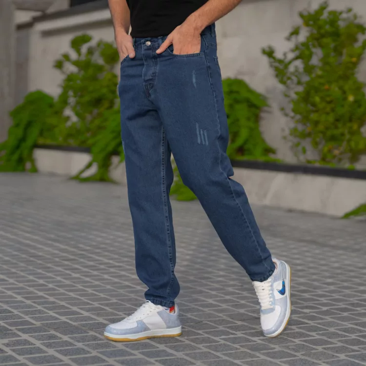 شلوار جین مردانه مام آبی تیره کد 28553