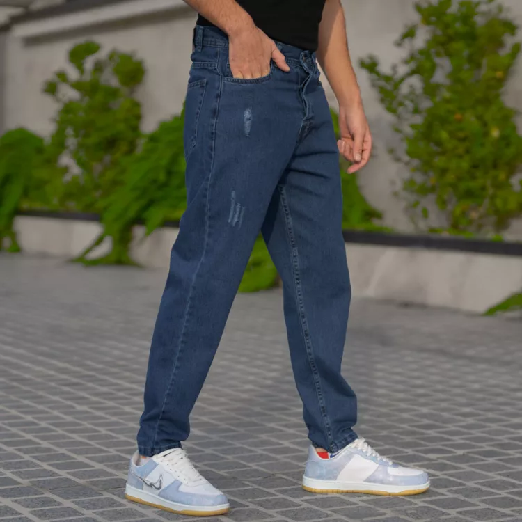 شلوار جین مردانه مام آبی تیره کد 28553