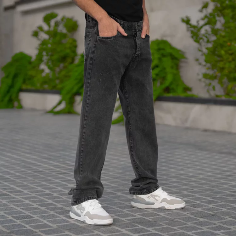 شلوار جین مردانه نیم بگ ذغالی کد 28560