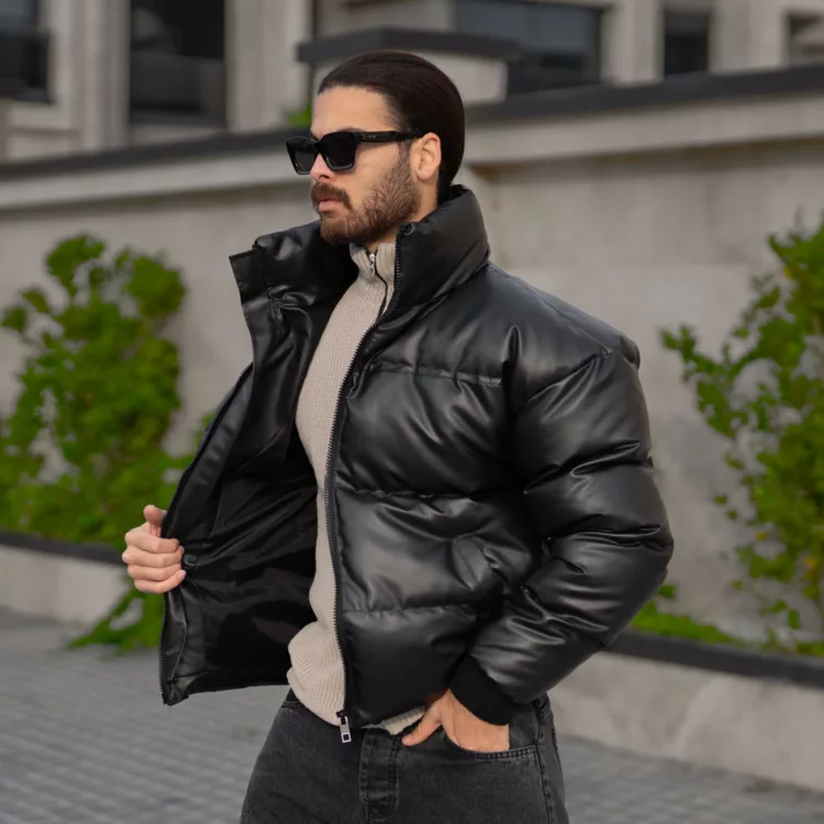 کاپشن مردانه باکسی چرم کد 28552