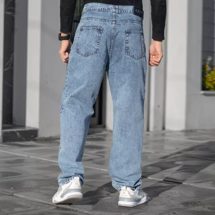 شلوار جین مردانه نیم بگ آبی کد 28582