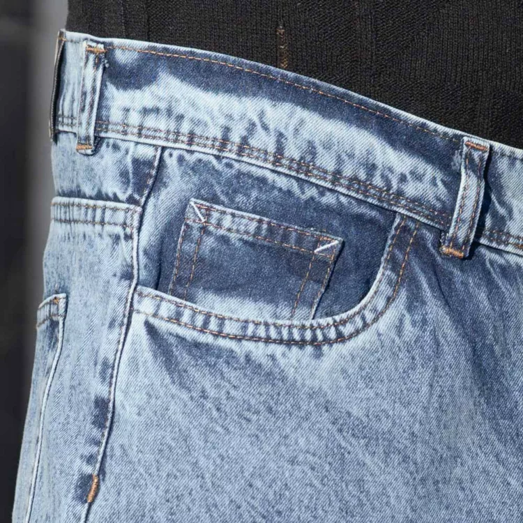 شلوار جین مردانه نیم بگ آبی کد 28582