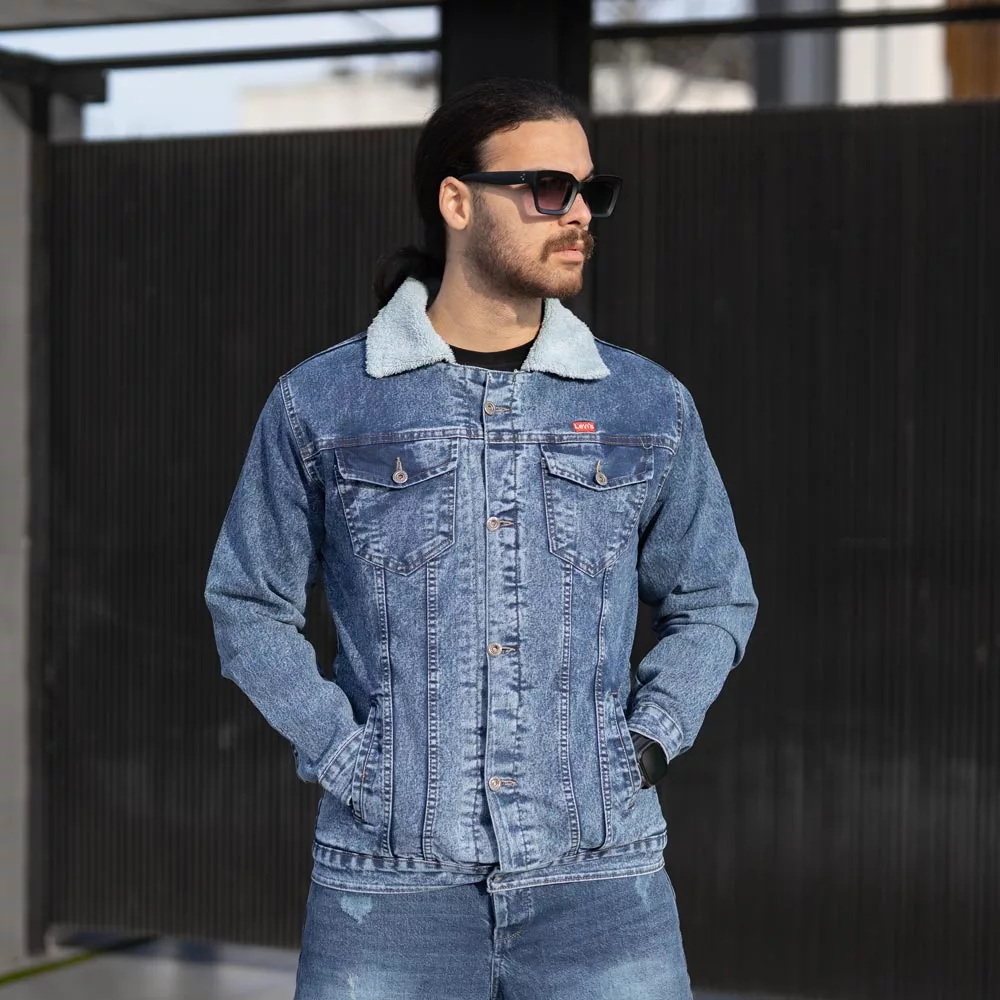 کت جین مردانه آبی کد 28588