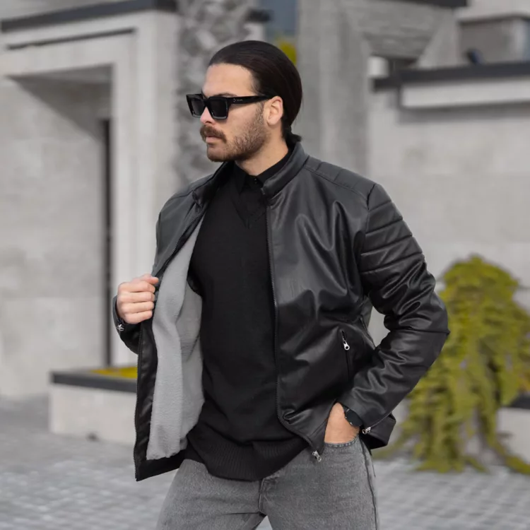 کاپشن چرم مردانه قواره بزرگ کد 28591