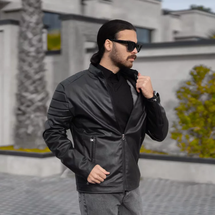 کاپشن چرم مردانه قواره بزرگ کد 28591