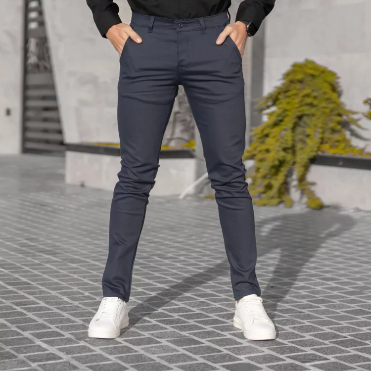 شلوار کتان مردانه پولو سرمه ای کد 28595