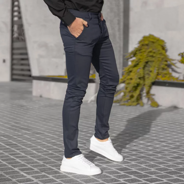 شلوار کتان مردانه پولو سرمه ای کد 28595