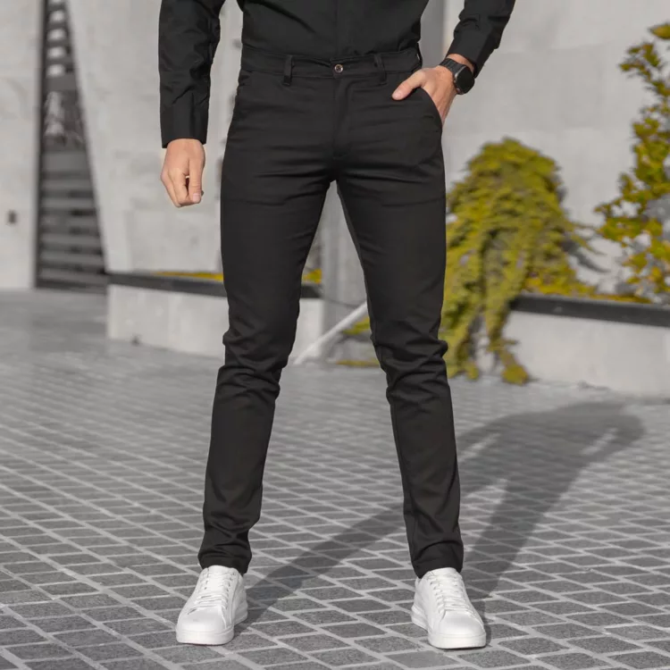 شلوار کتان مردانه پولو مشکی کد 28596