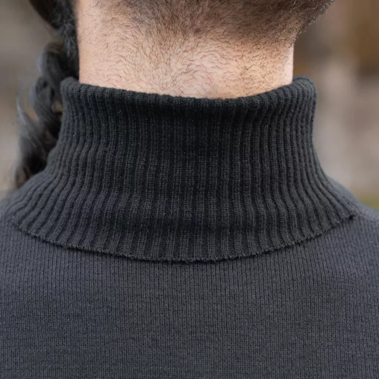 بافت مردانه یقه اسکی ساده مشکی کد 28593