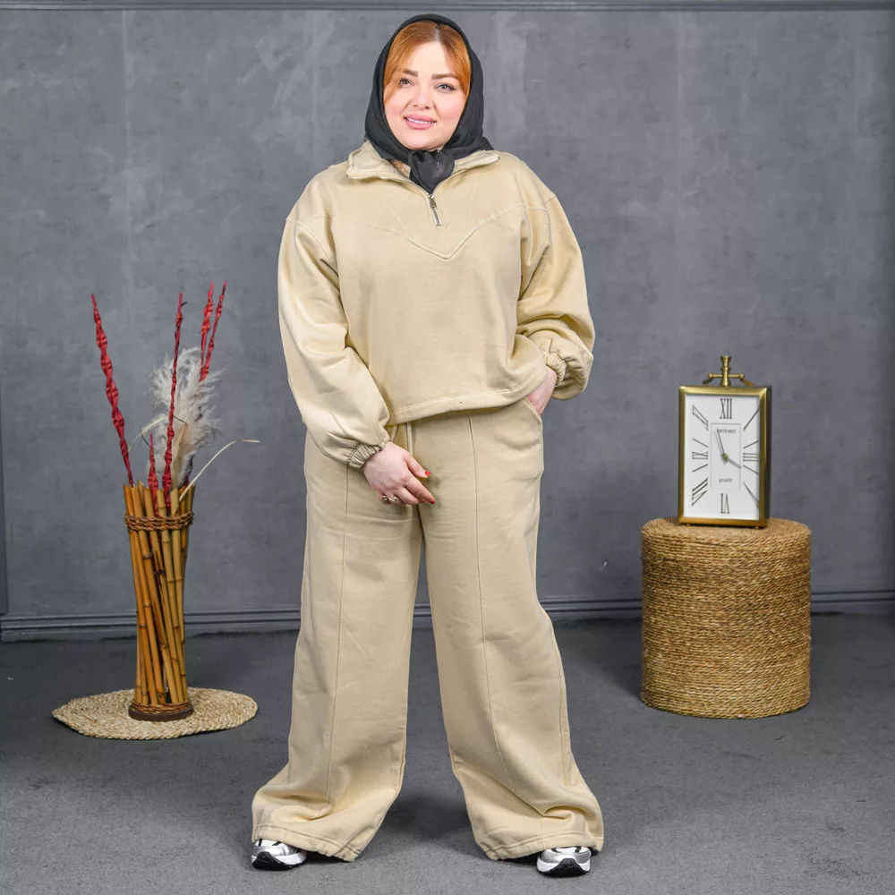 ست تیشرت و شلوار نیم زیپ دخترانه کد 28317