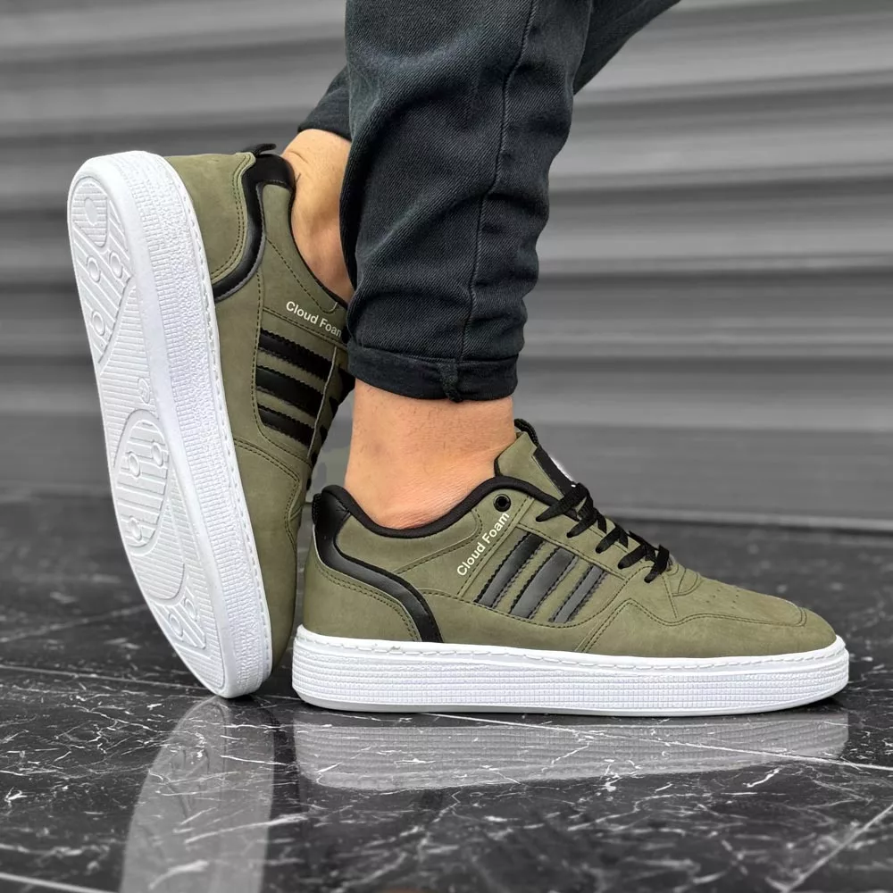 کتانی مردانه کلود فوم زیتونی کد 25286