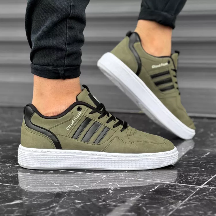 کتانی مردانه کلود فوم زیتونی کد 25286