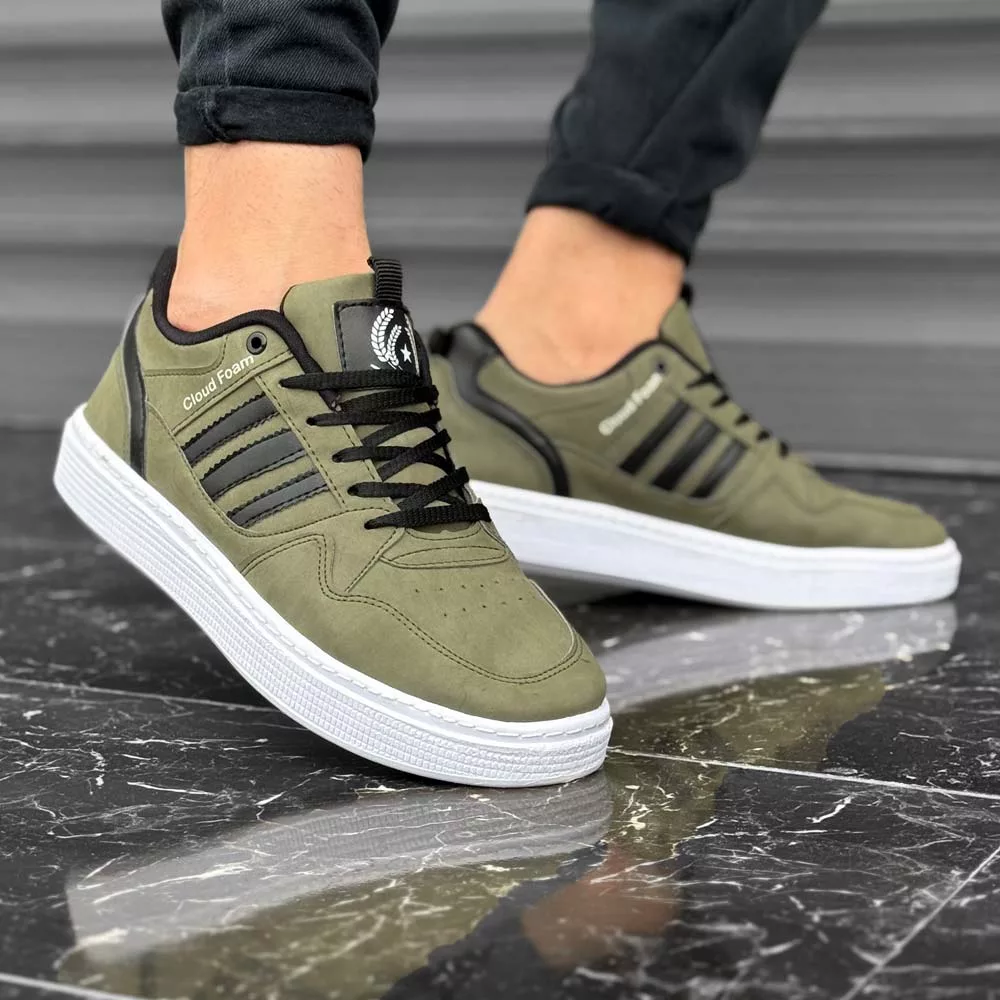 کتانی مردانه کلود فوم زیتونی کد 25286