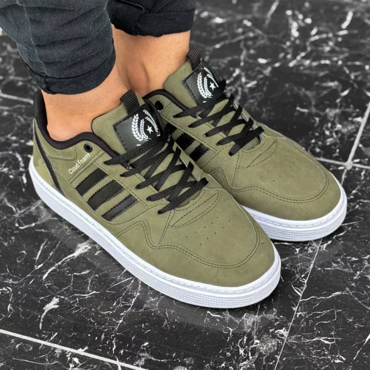 کتانی مردانه کلود فوم زیتونی کد 25286