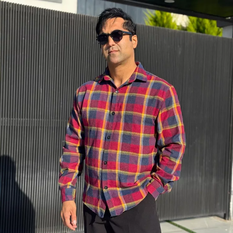 پیراهن مردانه پشمی چهار خونه کد 28452